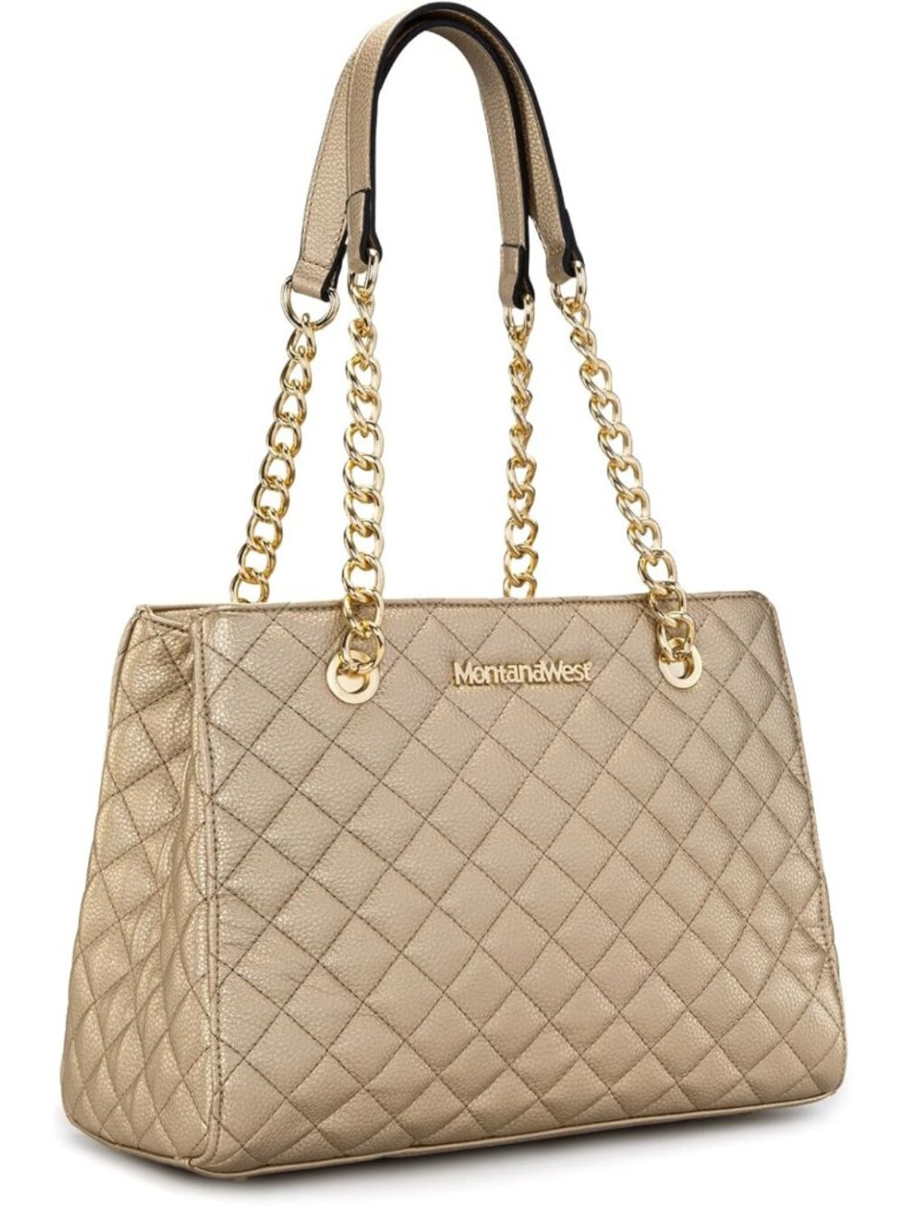 Quilted Medium Tote Bag for Women | Stylish Chain Shoulder Handbag Purse